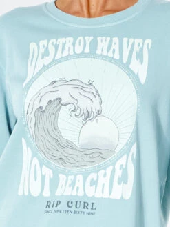 RIP CURL DESTROY WAVES CREW FLEECE -Surfcorner Store rip curl destroy waves felpa girocollo