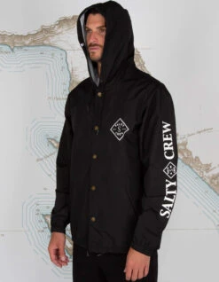 SALTY CREW TIPPED SNAP JACKET BLACK -Surfcorner Store salty crew tipped snap jacket black 2