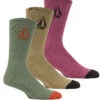 VOLCOM FULL STONE SOCKS WHITE 3 PACK AGAVE