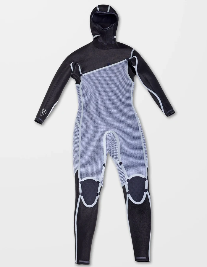 VOLCOM MODULATOR 5/4/3MM HOODED CHEST ZIP WETSUIT BLACK - Image 6